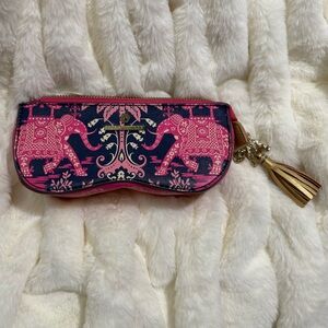 Spartina 449 Retreat Sunglass case Pink and Blue Elephant